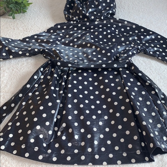 GAP Dark Midnight Hooded Raincoat Jacket Girls Polka Dots 8 *AS IS - Picture 9 of 13